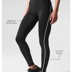 ALO Yoga Black Performance Leggings with Contrast Trim